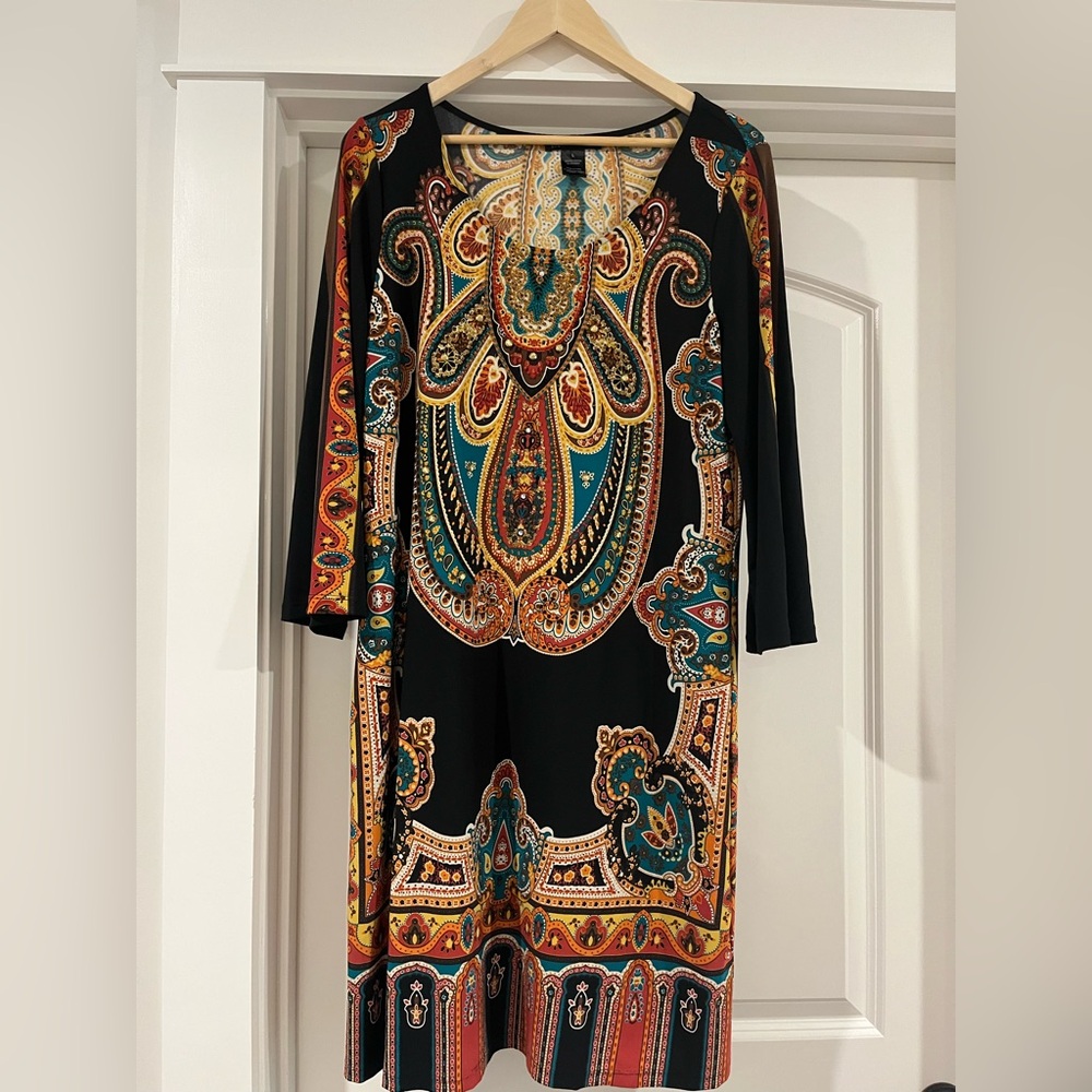 Elegant Multicolor Paisley Dress